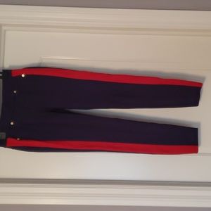 Michael Kors leggings, skinny pants, dark navy and red stripe